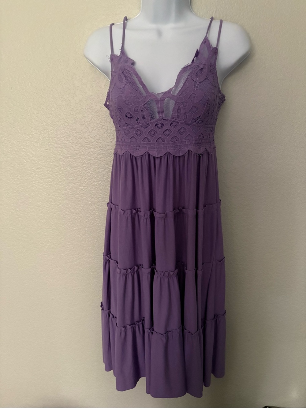 Zenana Outfitters Purple Lace Bodice Midi